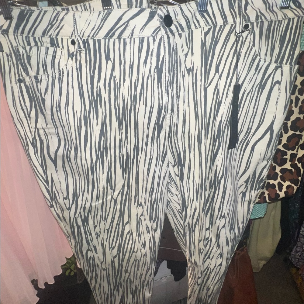 Lane Bryant Zebra Print Ankle Jeans - Black and White